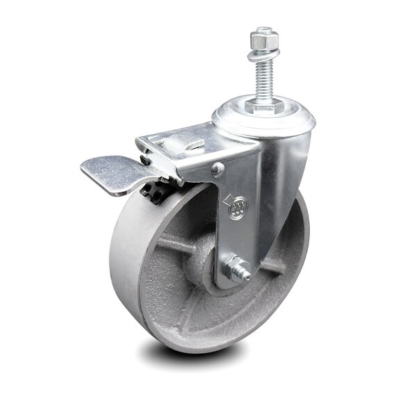5 Inch Semi Steel Swivel 3/8 Inch Stem Caster with Total Lock Brake SCC